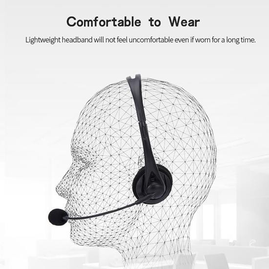 SY490 Wired Headset Universal Noise Cancelling Over Ear USB Binaural Headphone with Mic for Online Teaching