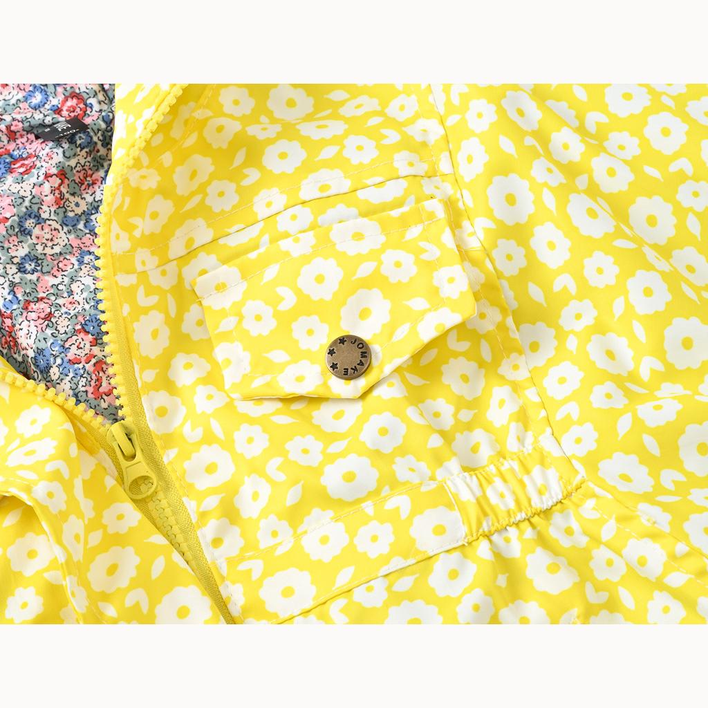 Frühlings- und Herbstjacke für Mädchen, modische Blumen-Windjacke, Kinder, taillierte Kapuzenjacke, mittellange Jacke