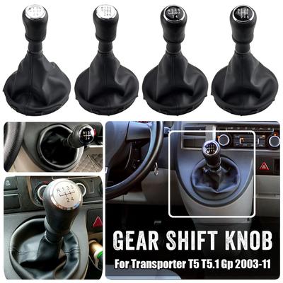 ABS Car Accessories Manual Gear Shift Knob Shifter With Gaiter Boots For VW Volkswagen Transporter T5 T5.1 Gp T6 For 5 6 Speed