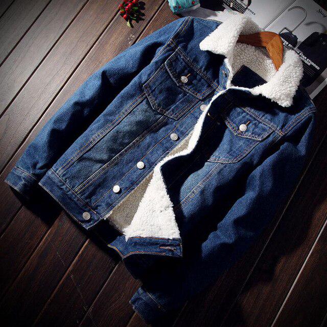 Buy Denim Jacket Mens Warm Thicken 