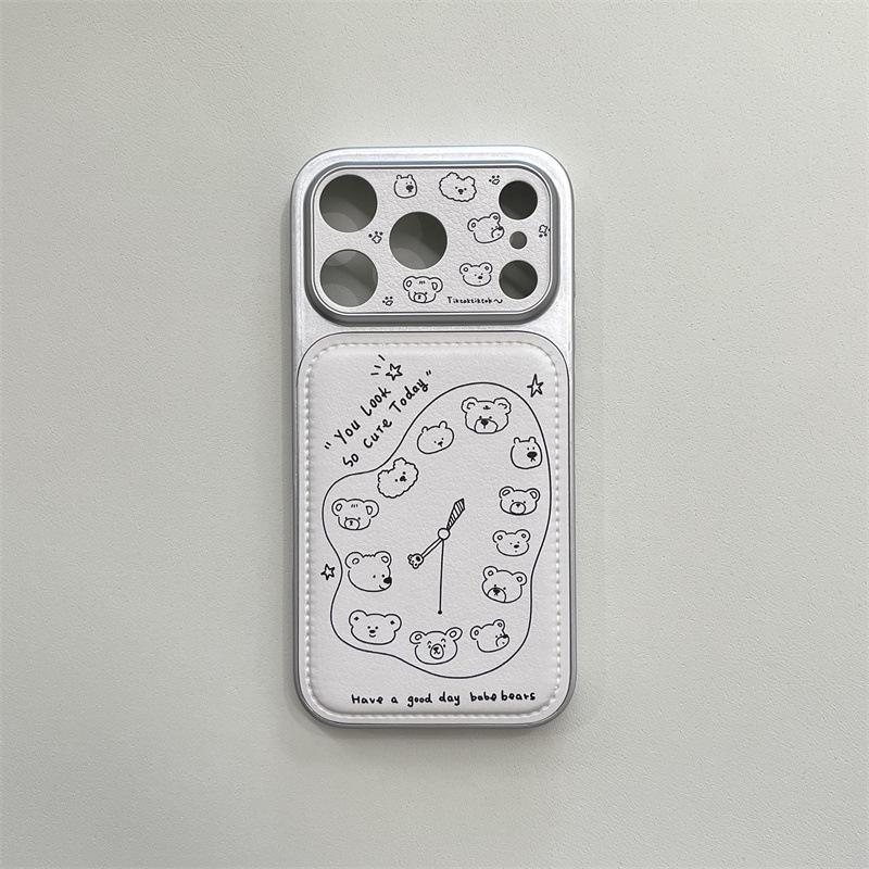 

Large Window Clock Bear iPhone 15/14 Pro Max Anti-fall Case iPhone 17 Pro Max