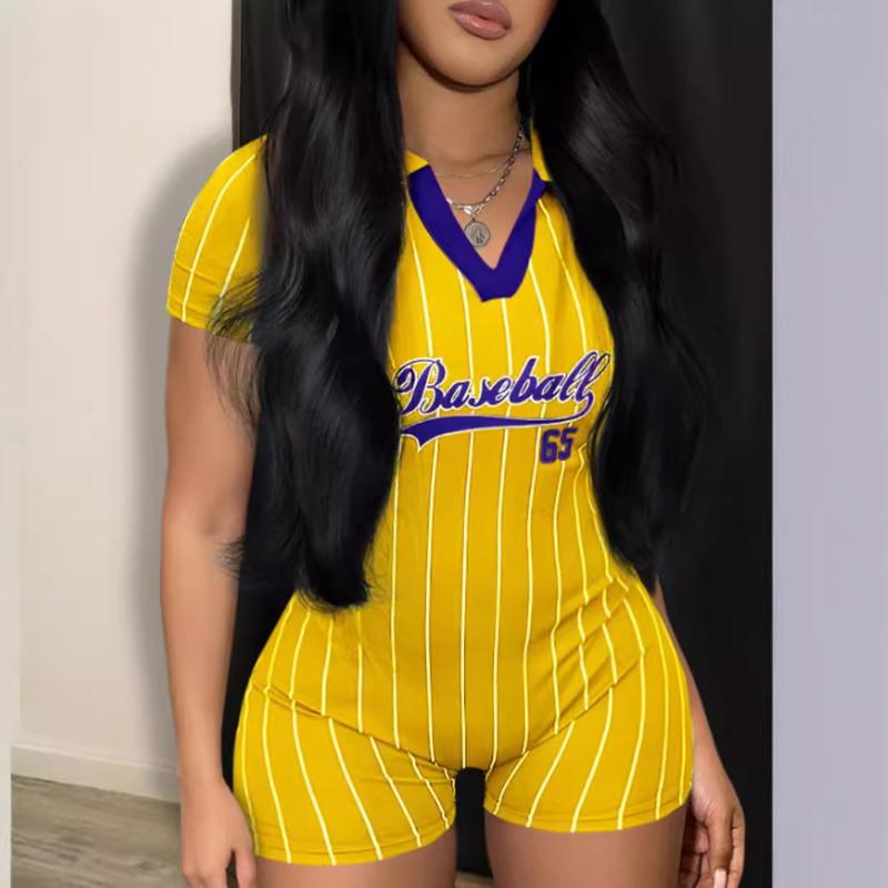European and American summer street tight sports printed jumpsuit