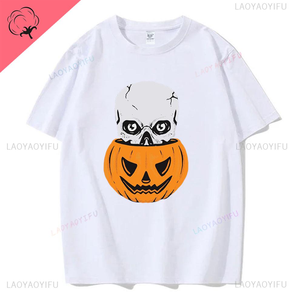 Trick or Treat Halloween T Shirts PumpkinCandyBonesSkeletonfunny Halloween Costume Cotton Men Women  Tops Graphic T Shirts
