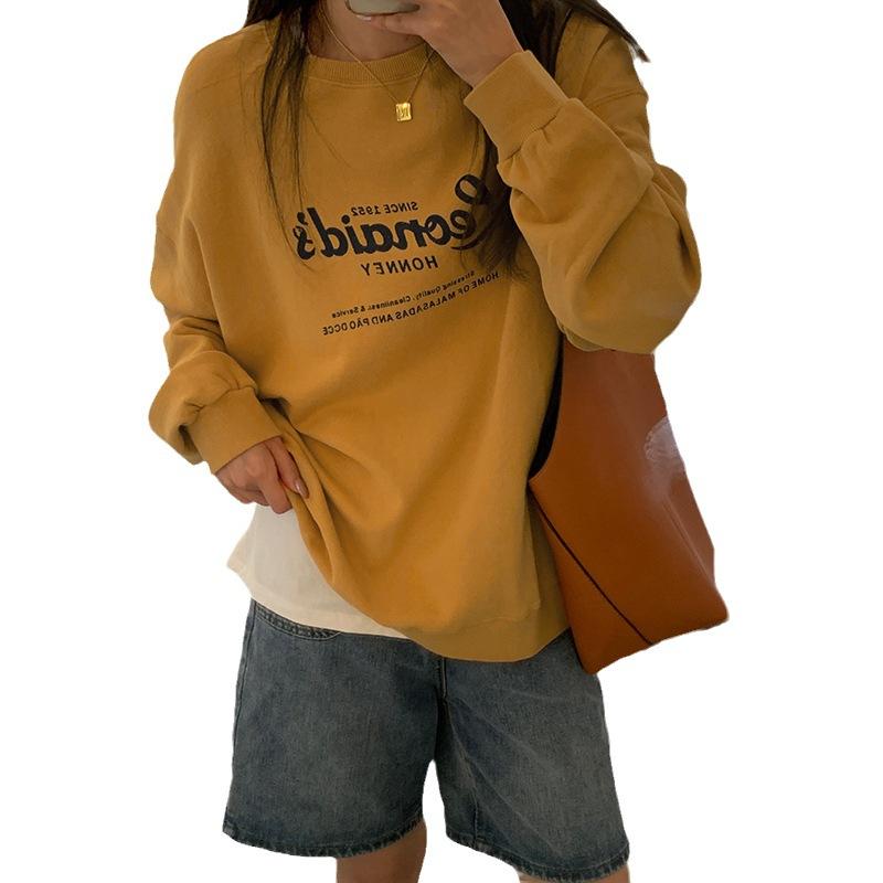 Harajuku Wind Pullover Damen Ins Locker Lässig OVER Tops Hong Kong Wind Unterhemd Studentenmode Retro Vielseitiges Sweatshirt