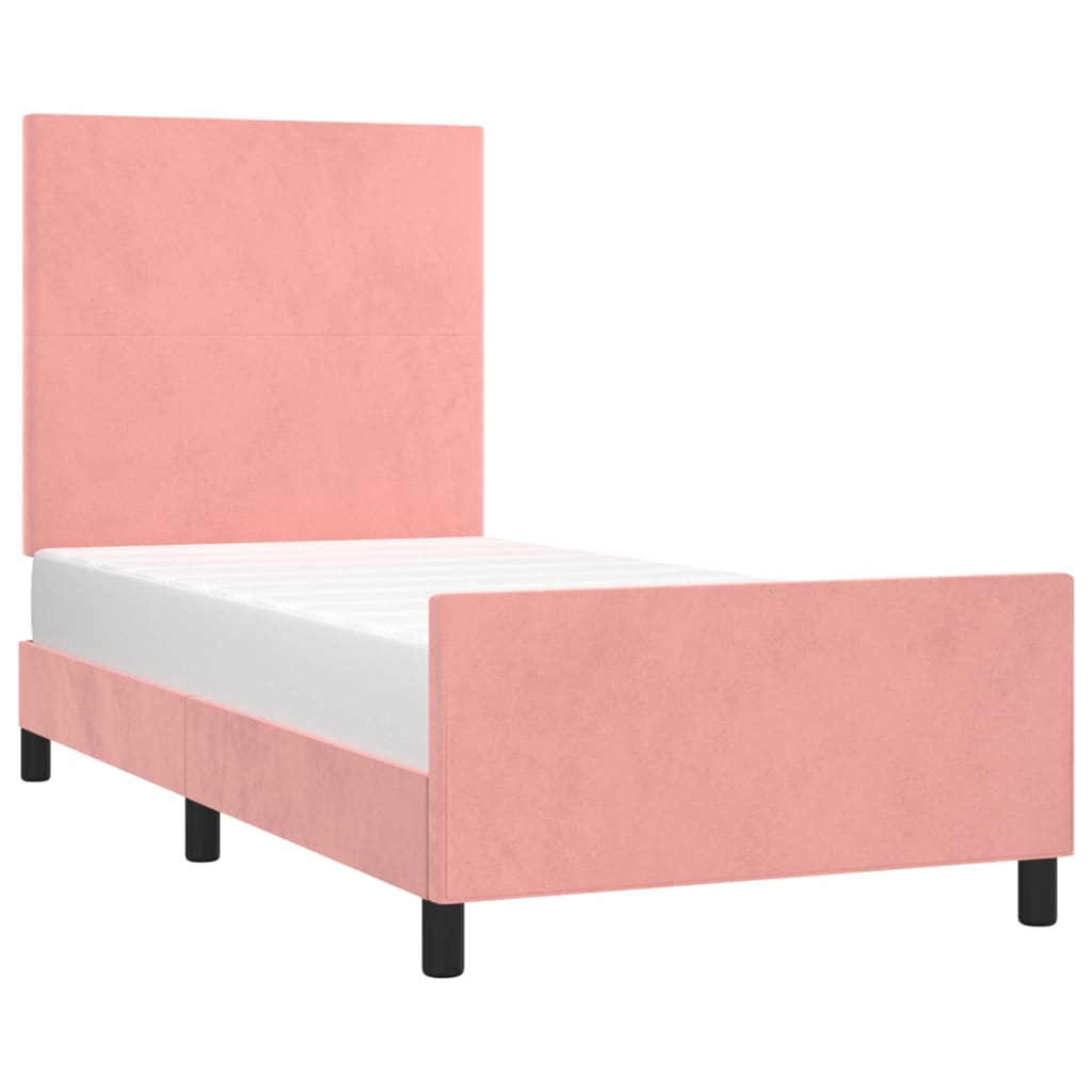 Pink Bed Frame with Headboard 80 x 200 cm Velvet