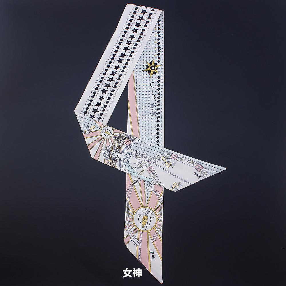 Tarot Card Series Double-layer Double-sided Printing Women's Versatile Ribbon Tied Bag Scarf Small Scarf Wholesale