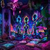 VIKAMA Alien Tapestry BlueEyed Alien Psychedelic Starry Sky Bedroom Party SciFi Decorative Art Wall Background