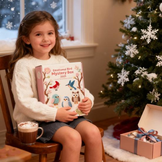 Emotional Bird Box 2025 DIY Crochet Kit 24 Bird Crochet Box Handmade Support Birds Kits with Yarn Hooks Instructions Countdown Calendar Holiday