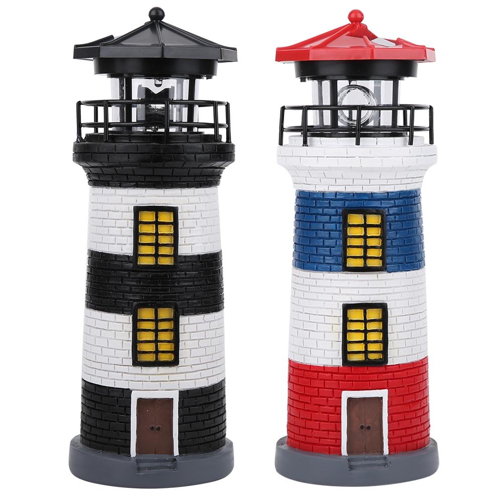 Buy LED Solar Power Lighthouse Statue Rotating Outdoor Light Garden ...