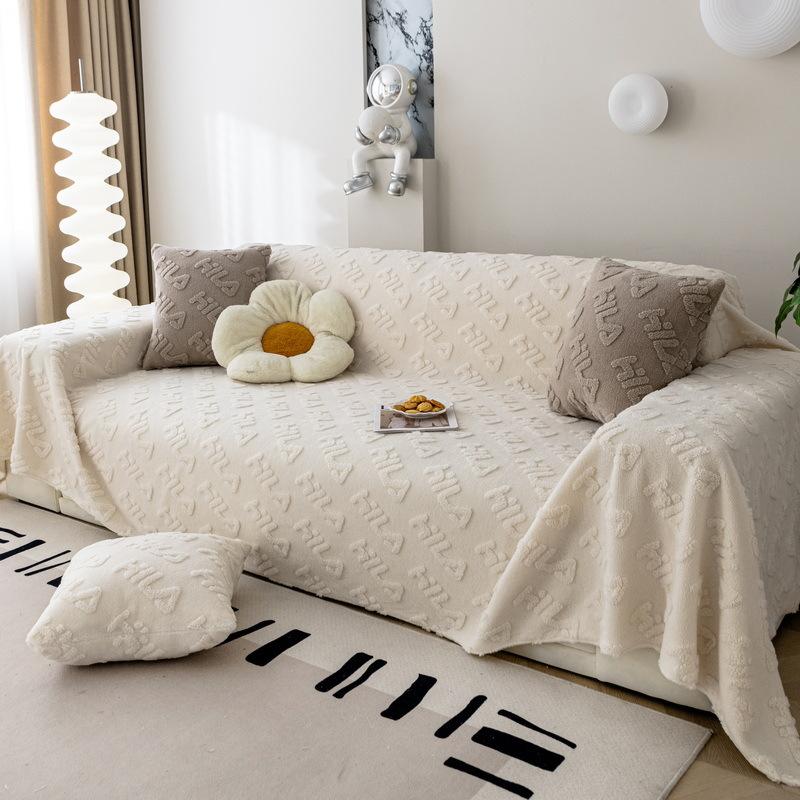 

Плюшевый чехол на диван с буквенным принтом, ткань, зимний, зеленый, кремовый стиль, простой, нескользящий, кожаная подушка для дивана, всеобъемлющее диванное полотенце 180*130cm