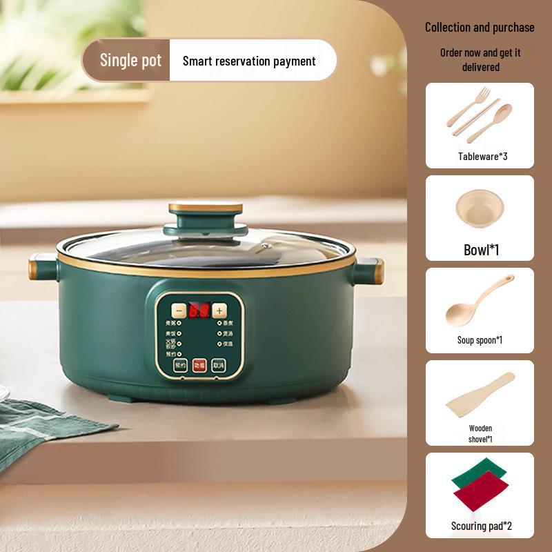 Multi-Function Electric Hot Pot with Timer - Three-Layer Steamer & Cooker, Large Capacity, Automatic Power-Off.