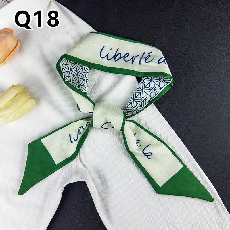 New Long Versatile Silk Scarf Tied Hair Band Bow Letter Floral Streamer Tied Bag Gift Small Silk Scarf