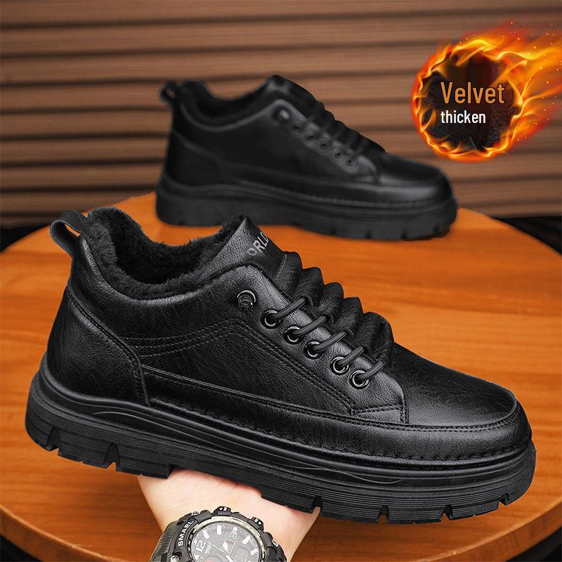 

Men s Waterproof Non-Slip Leather Winter Slip-On Shoes – Fleece-Lined & Warm for Casual or Work Wear 42