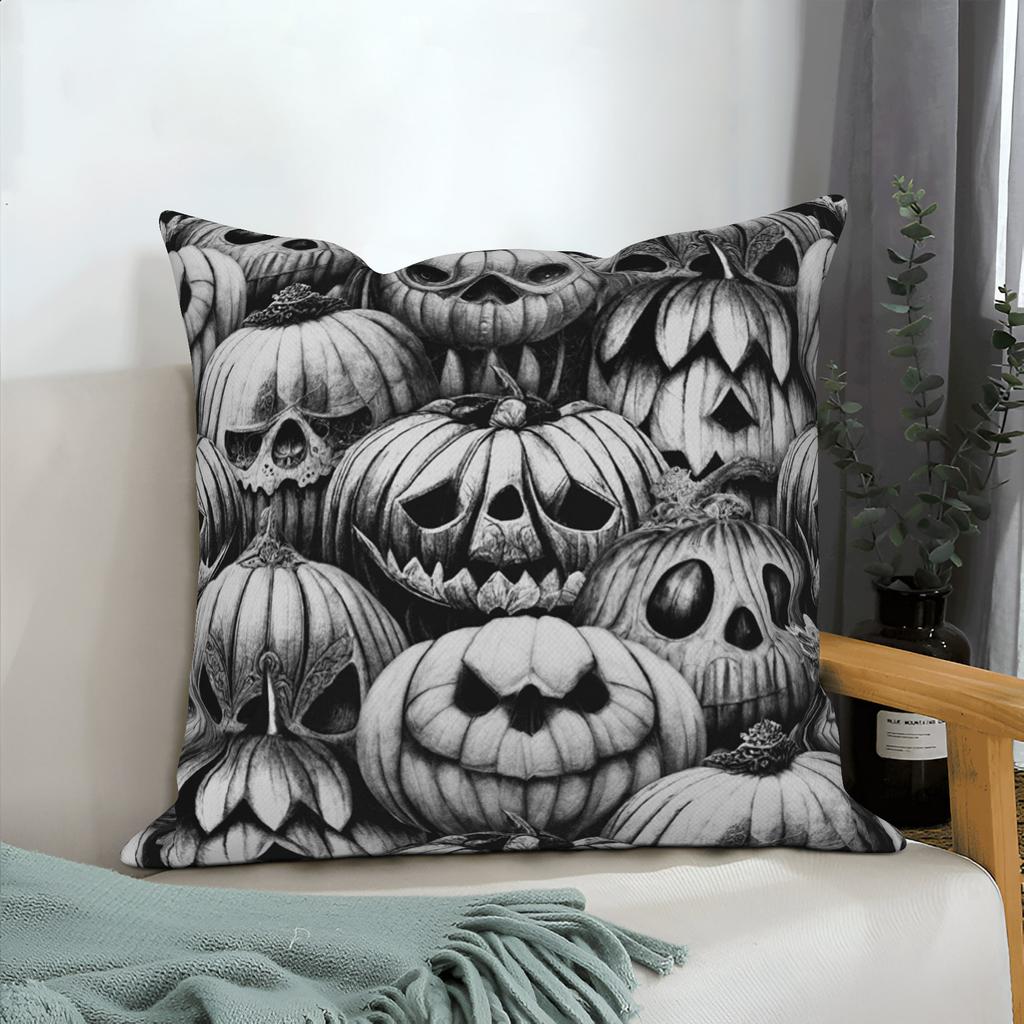 Halloween Throw Pillow Covers Pumpkin Ghost Witchy Linen Sofa Bed Pillowcase Square Cushion Cover Spooky Halloween Party Decor