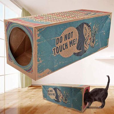Foldable Paper Box Dual Way Tunnel Funny Print Cat House Toy
