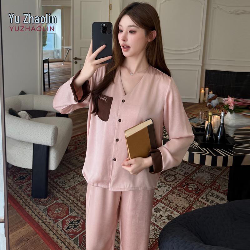 YUZHAOLIN Women s V-neck Long-Sleeve Pajamas M