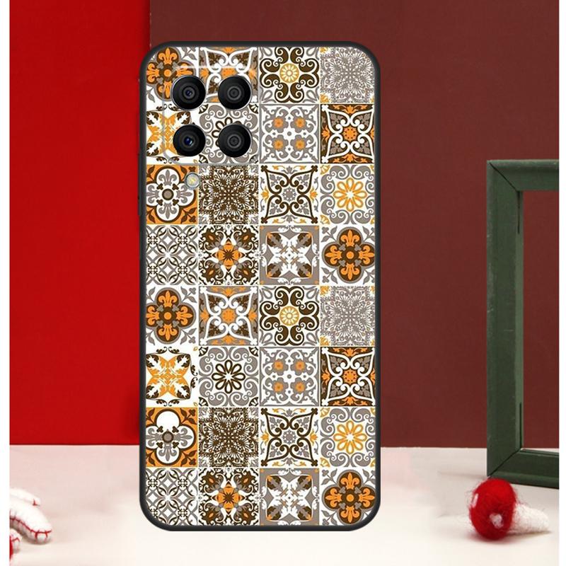 Vintage Retro Lattice Flower Case For Samsung Galaxy M13 M53 M56 M52 M32 M16 M11 M21 M31 M35 M12 M14 M15 M36 M55 M34 M54