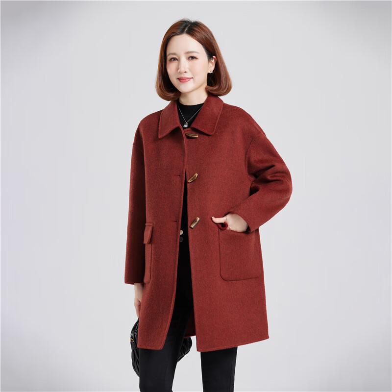 Women s 100% Wool Double-Faced Mid-Length Toggle Coat XL