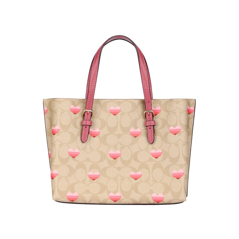 COACH Mollie Tote Classic Old Flower Sail Love Print Artificial Leather Tote Bag Tote Bag Shopping Bag Hand Crossbody Bag 25 Women's Khaki