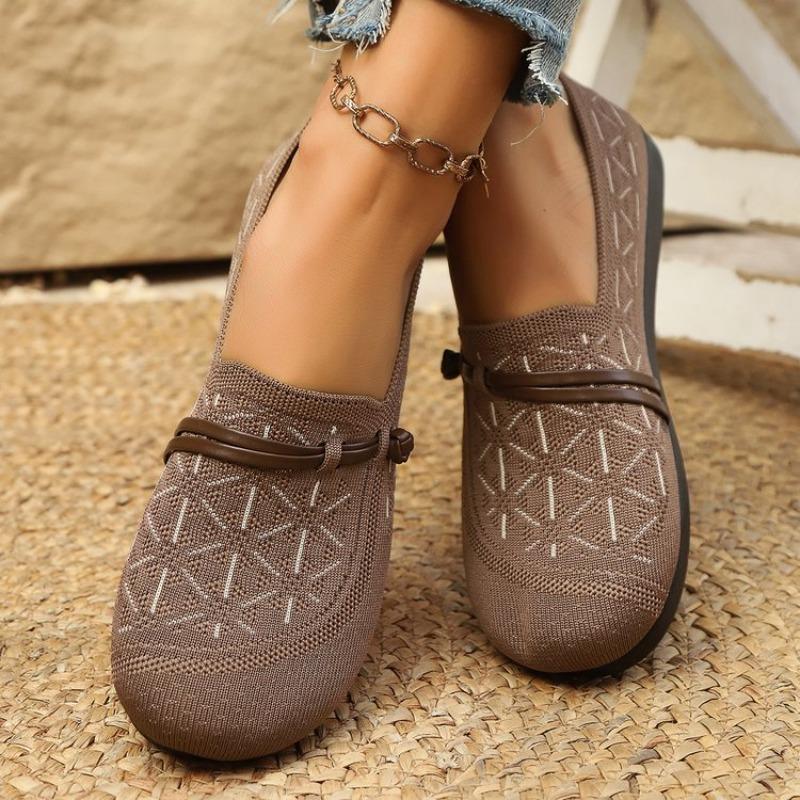 Fashion 2025 Spring/Summer New Women's Shoes, Knitted Mesh, Simple Flat Shoes, Comfortable Work Shoes, Le Fu Shoes Women's Shoes