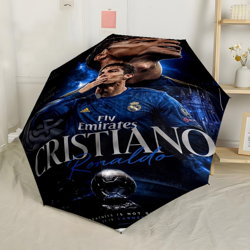 Cristiano Ronaldo Celebration Outdoor Automatic Umbrella Compact 8-Rib Design Compact Design for Outdoor Daily Use Fashionable Accessory Spiritual Gif