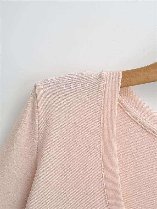 Korean V-Neck Long-Sleeve Slim Fit Sheer T-Shirt for Women - Autumn Essential