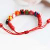 Handmade Ceramic Maneki Neko Bracelet Chinese Style Red String Hand Rope Cat Bead Bracelet  Women