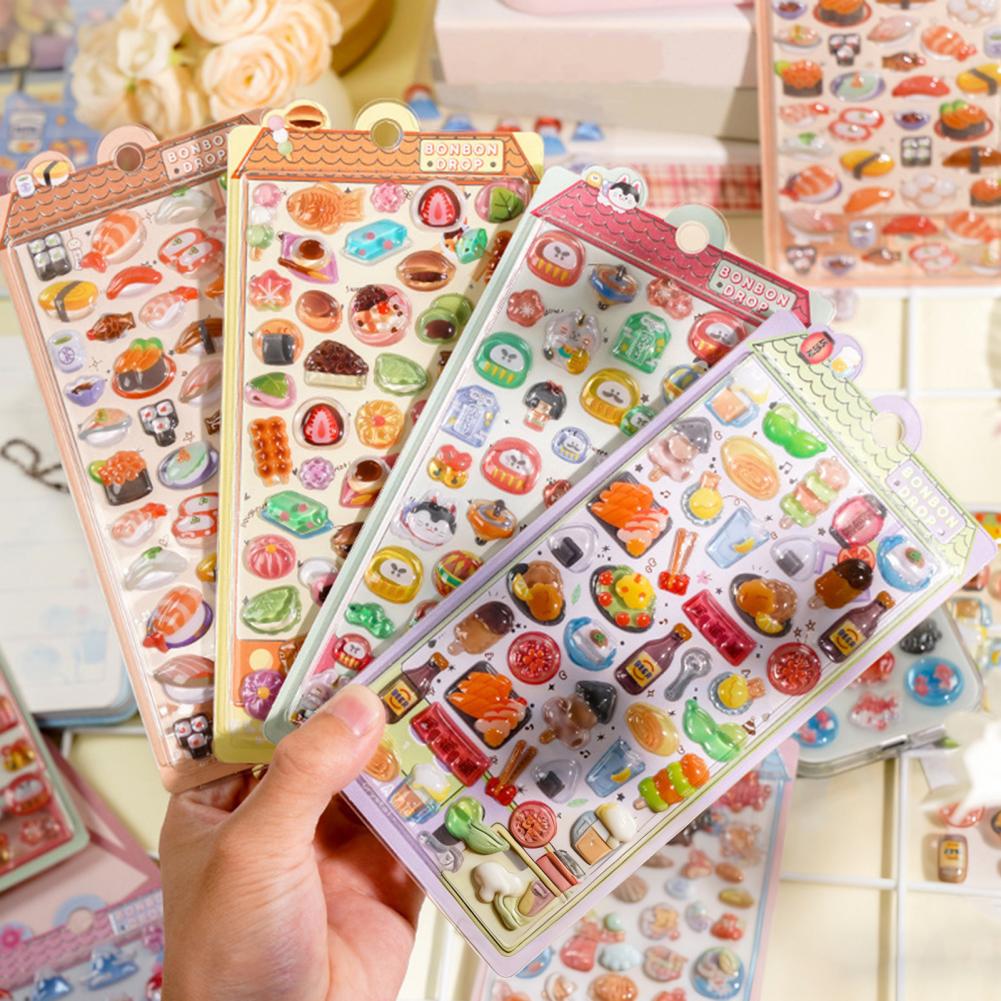 Sushi Stickers Food-themed Stickers Colorful Japanese Sushi Dessert Puffy Stickers for Scrapbooking Laptop Decorations Kawaii 3d