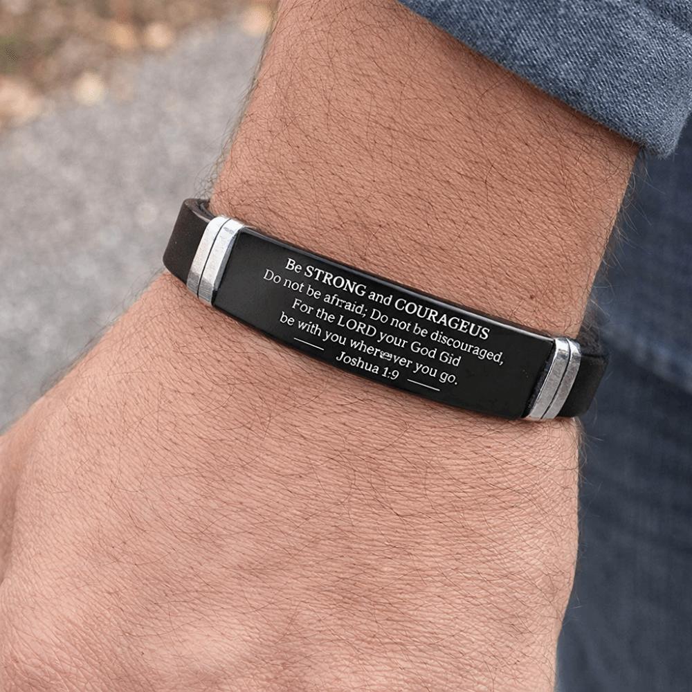 Silicone Material Christian Faith Bracelet Black Stainless Steel Inspirational Bracelet Unisex