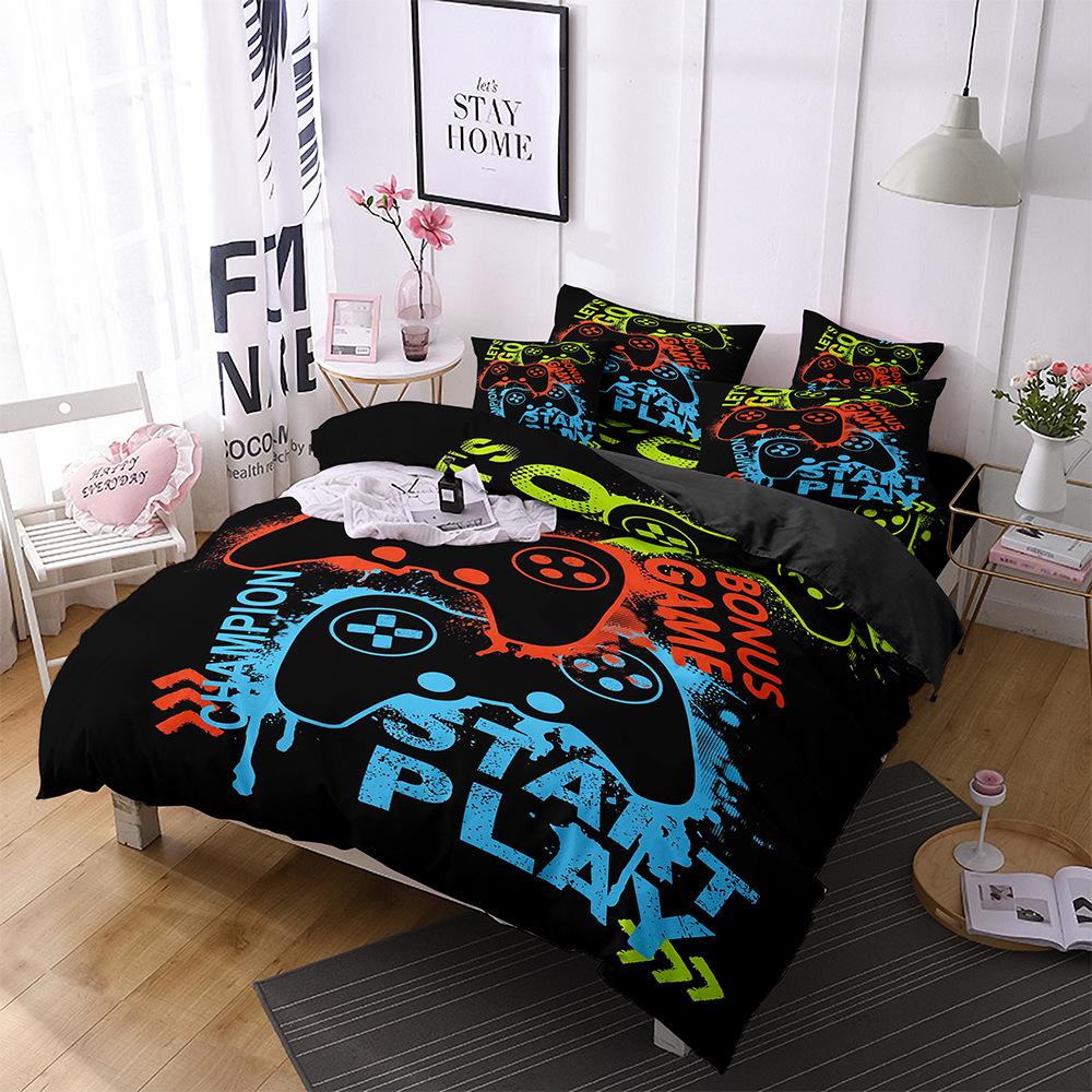 Gamepad Three-Piece Mobile Game Elements 3D Digital Printing Quilt Cover Bedding Four-Piece Set