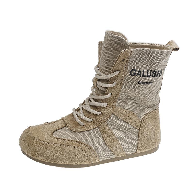 2025 autumn new high-top German training shoes women's shoes breathable casual sports shoes western cowboy boots boxing shoes short boots