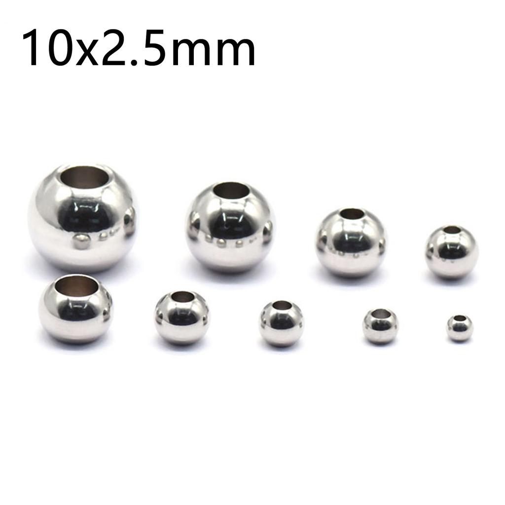 50 Piece 304 Stainless Steel Loose Spacer Beads Charms Silver Color Round Ball Beads For Jewelry Making Diy Necklace Findings