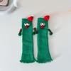 Christmas Holiday Leg Covers 3D Santa Hat Doll Magnetic Hand Holding Leg Warmers Socks with Big Curious Eyes for Women