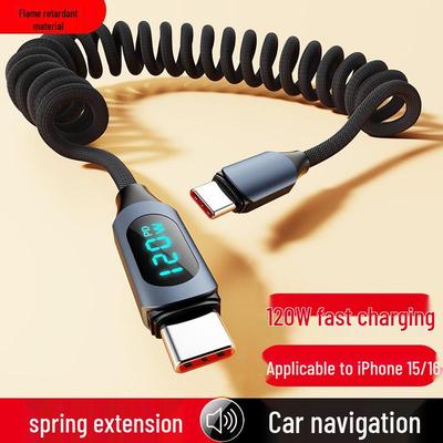 120W Dual Type-C Fast Charging Cable for Apple, Huawei, Vivo, and Oppo - 6A Car Charger Compatible