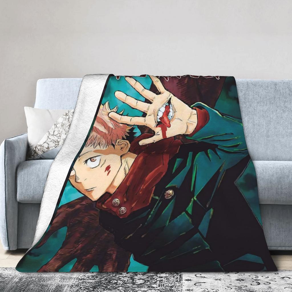 Super Soft BlanketKids Travel Gojo Satoru Jujutsu Kaisen Throw Blanket Flannel Bedspread For Couch Chair Sofa Bed Cover
