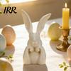 Indoor Bunny Decoration Easter Figurine Cute Rabbit Holding Face Statue 3D Printed Crack Resistant Figure Ornament for Living Room Bedroom