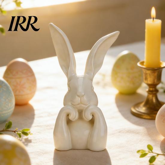 Indoor Bunny Decoration Easter Figurine Cute Rabbit Holding Face Statue 3D Printed Crack Resistant Figure Ornament for Living Room Bedroom