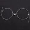 Fashion Simple Heart Shape Magnetic Couple Bracelet Silver Color Personality Vintage Women Man Promise Bracelet Lover Jewelry