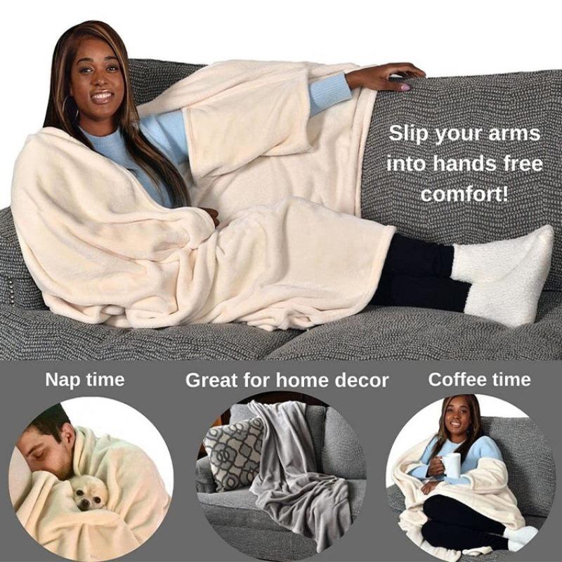 Warm Blanket for Home Bedroom Adult Gift Wear A Cape Outside Flannel Home Warm Wearable Blanket Comfortable Soft Sofa Blanket