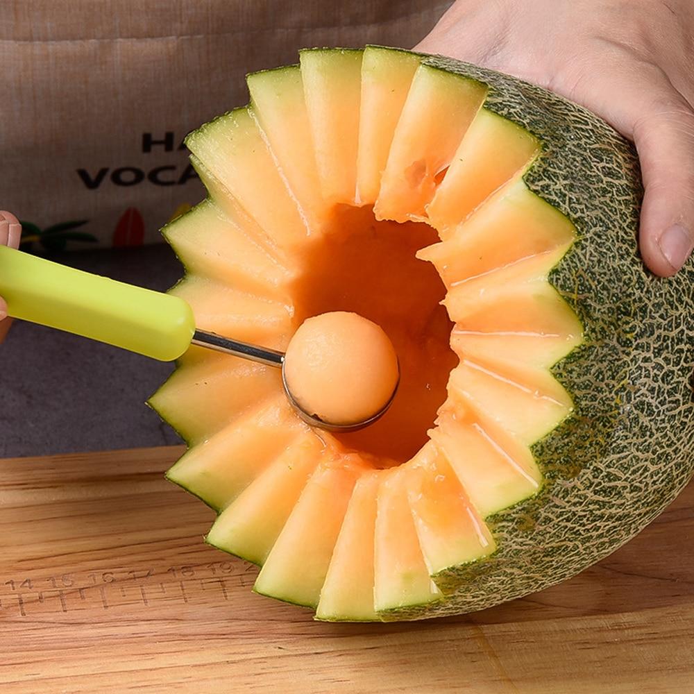 3-in-1 Edelstahl Obstschneider Set – Für Ananas, Wassermelone & Kugelformer, Küchenhelfer