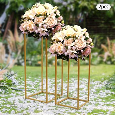 Support à Fleurs de Mariage, Ensemble de 4, Design Rectangulaire Moderne, Structure en Fer Stable, Parfait pour les Décorations de Mariage, Sol