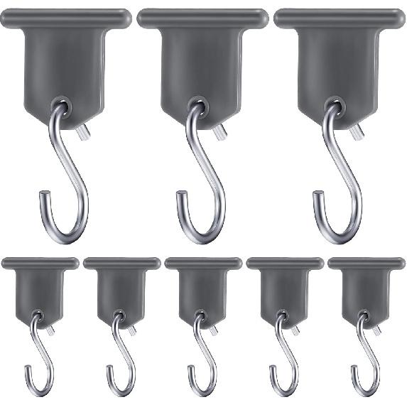BBTO 14 Pieces RV Awning Hooks for Lights Camping Awning Accessory Hangers Plastic Metal S Shaped Gray Hooks Set Camper Light Support Hanger for