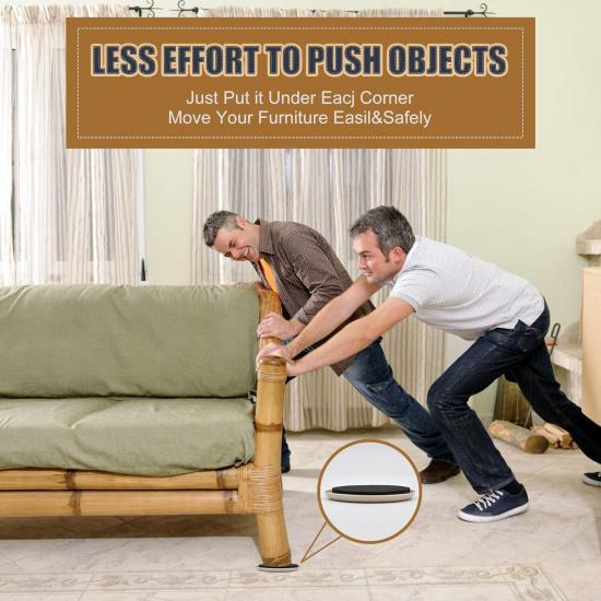 Furniture Sliders, 8 Pcs 3 1/2'' Furniture Sliders Pads for Hardwood Floors, Chair Legs Floors Protectors, Reusable Round Glides Glider, Heavy Duty