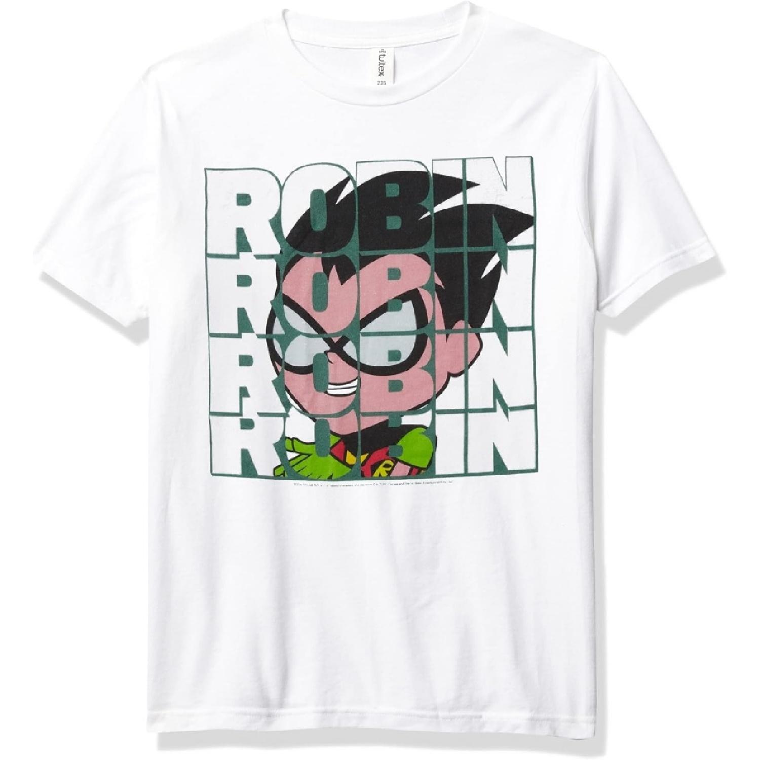 

WARNER BROS Kids Teen Titans Go Robin Text Overlay Boy s Premium Solid Crew Tee XXXXXL білий