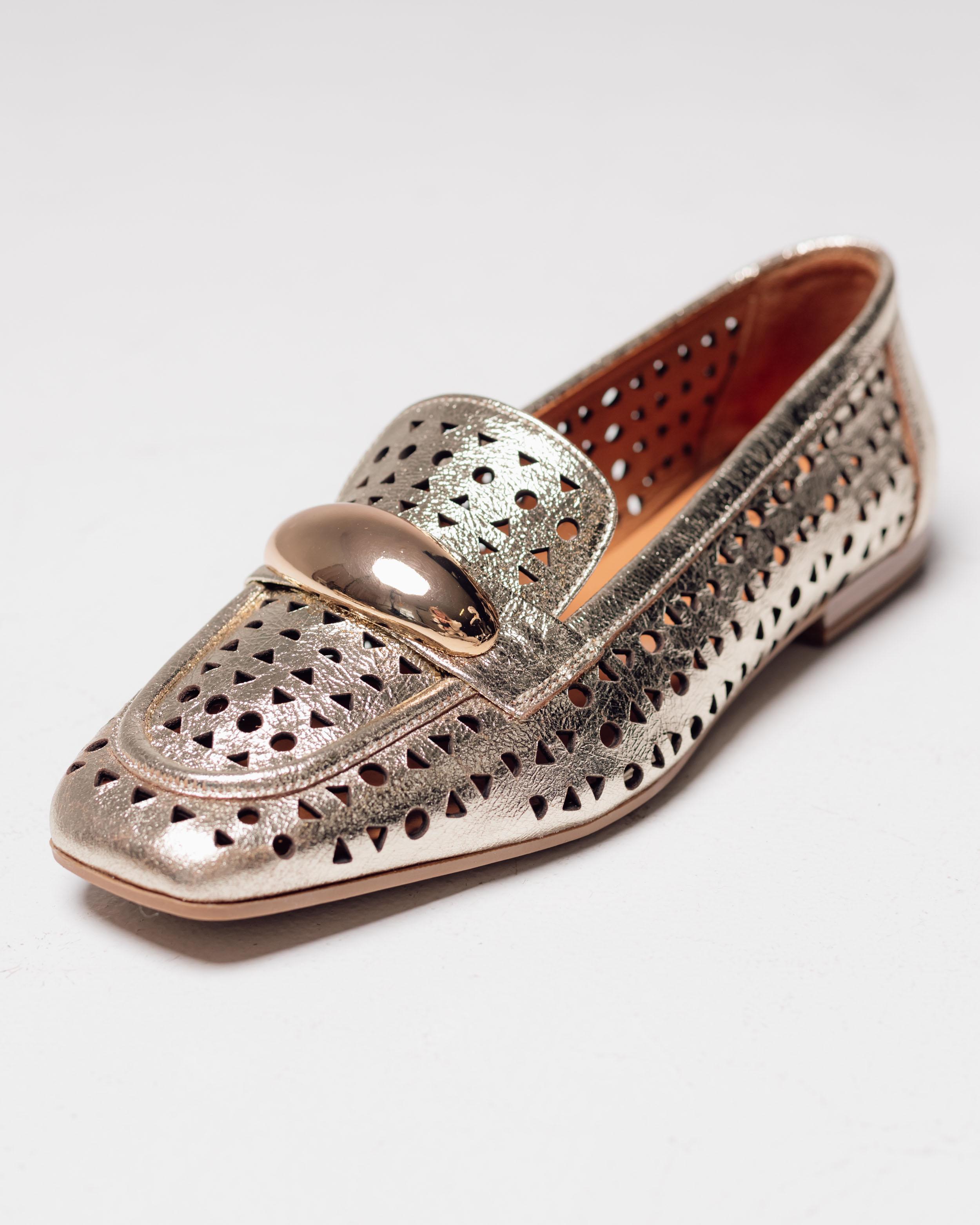 

Ballet flats perforated Krula 2402853 36 gold leather 40 золотисто-березовий