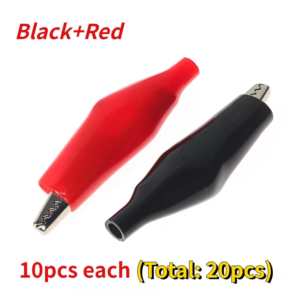 10/20pcs Insulation Metal Alligator Clip Red and Black 35*45mm 5A Crocodile Clip DIY Electronic Test Clips Kit
