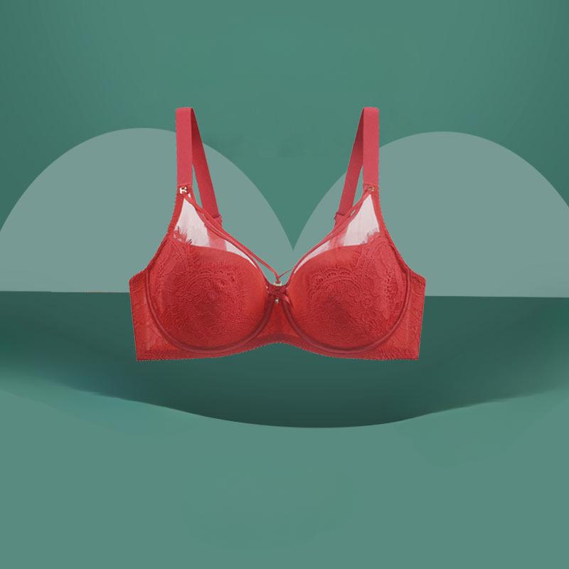 Underwear Women's Plus Size Gathered Bra with Soft Steel Ring and Anti Sagging Accessory Breast Thin and Sexy Push Up Bra