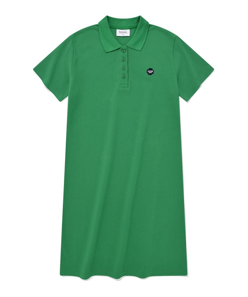 Covernat Woman Clover Heart Pique Dress Green