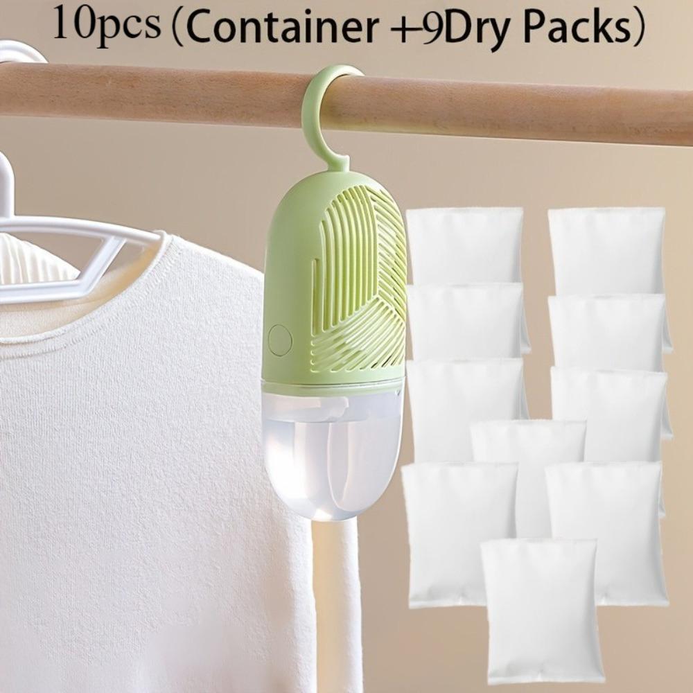 

Набор из 10 многоразовых влагопоглощающих коробок, включает 1 осушитель + 9 сменных пакетов, высококачественное и влагопоглощающее решение 10pcs