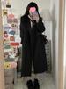 Korean Style Black Woolen Mid-Length Coat for Petite Women - 2025 Winter Edition